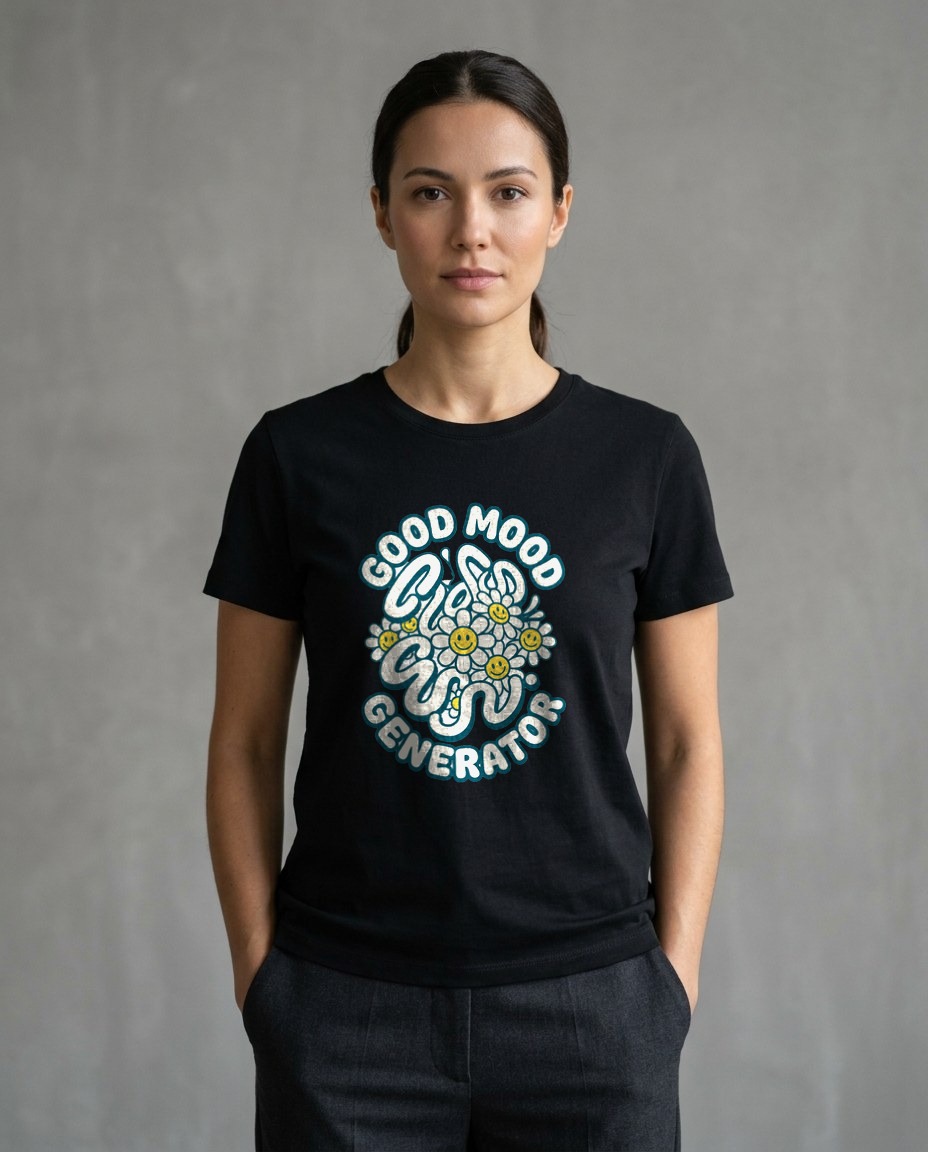 Good Mood Generator Y2K Abstract Tee — lifestyle photo