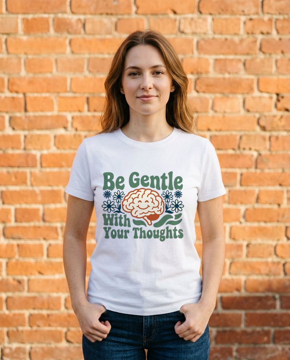 Gentle Thoughts Wavy Brain Mascot — lifestyle photo