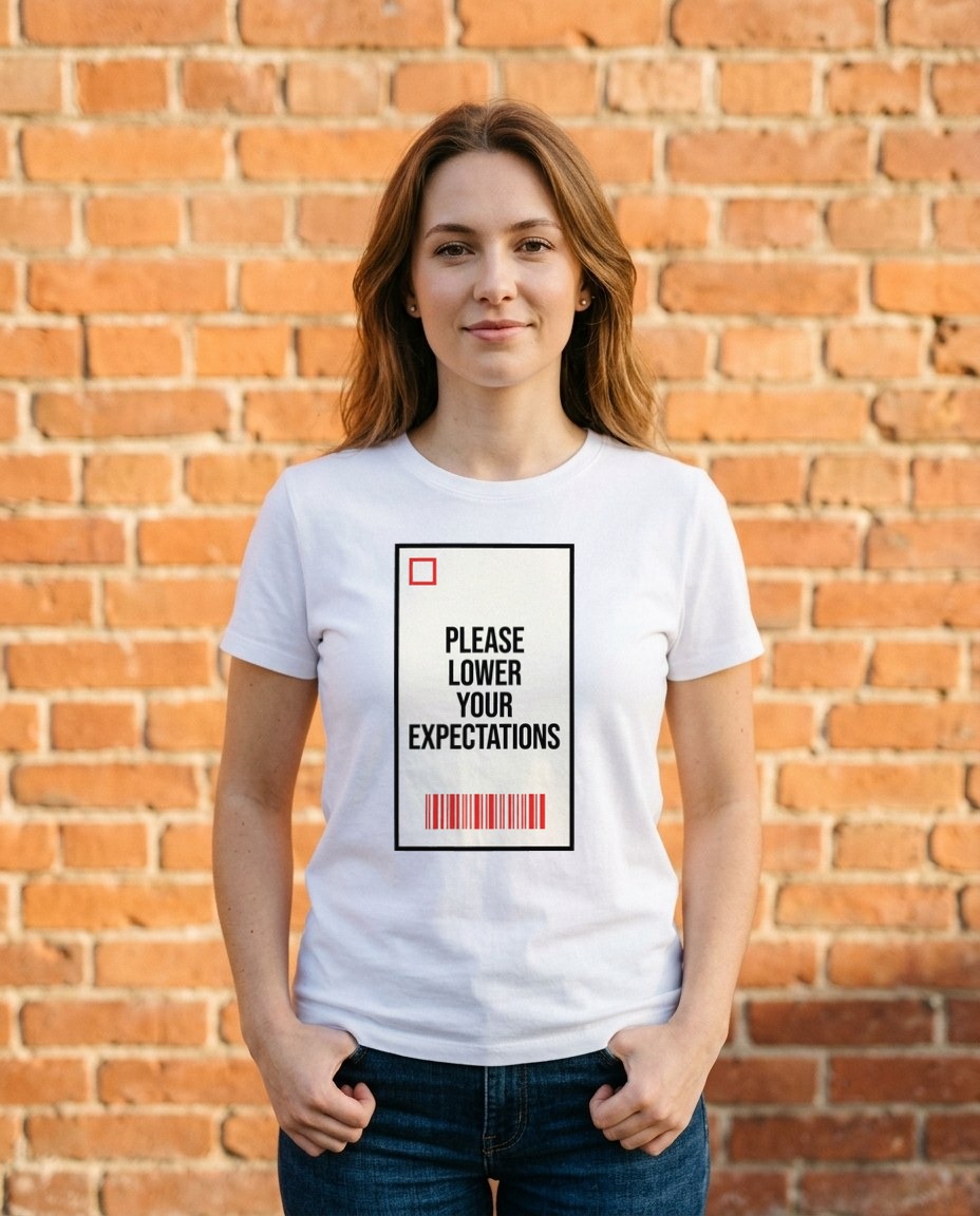 Lower Expectations Receipt Tee — lifestyle photo