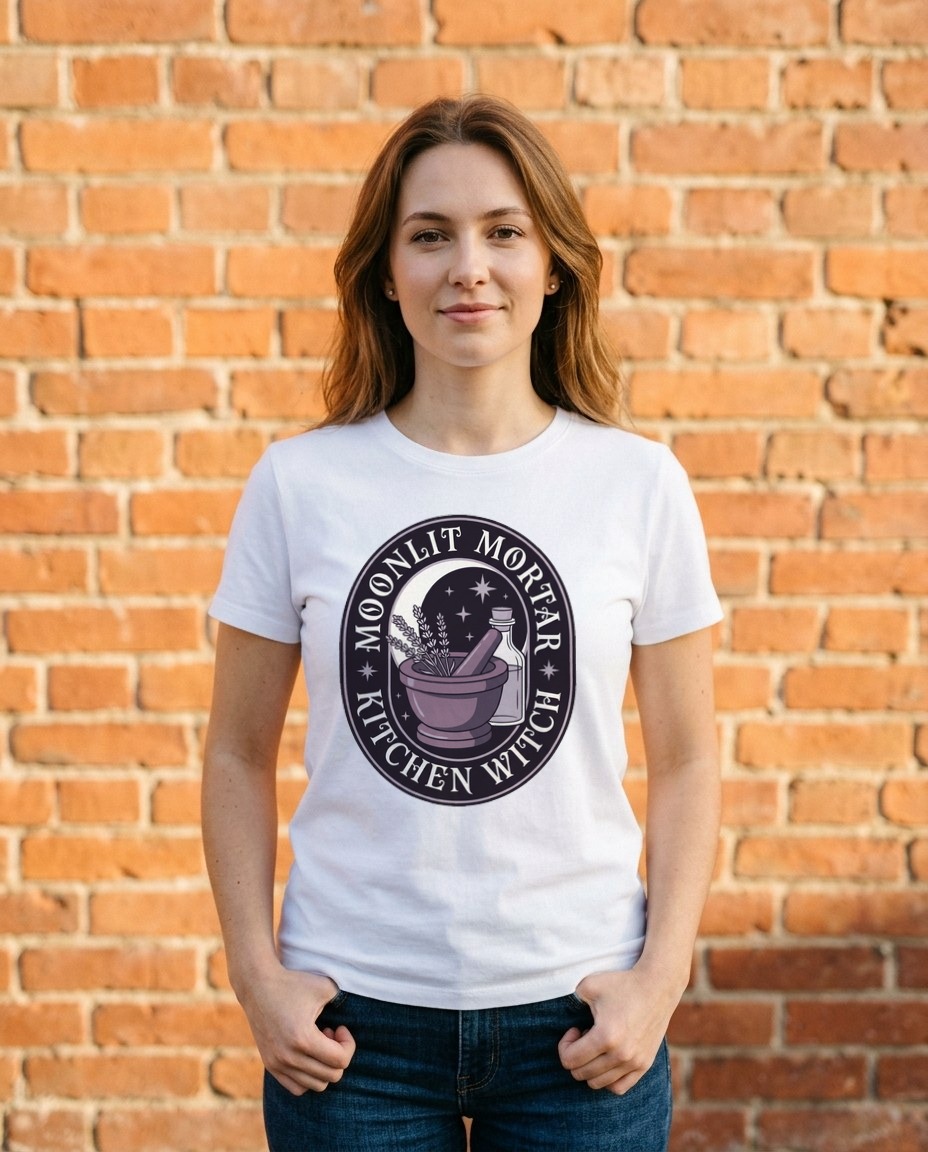 Moonlit Mortar Kitchen Witch — lifestyle photo